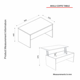 Hanah Home Mesa de Café Akilli - Blanco | Diseño Escandinavo Elegante y Duradero | 90x52x45cm